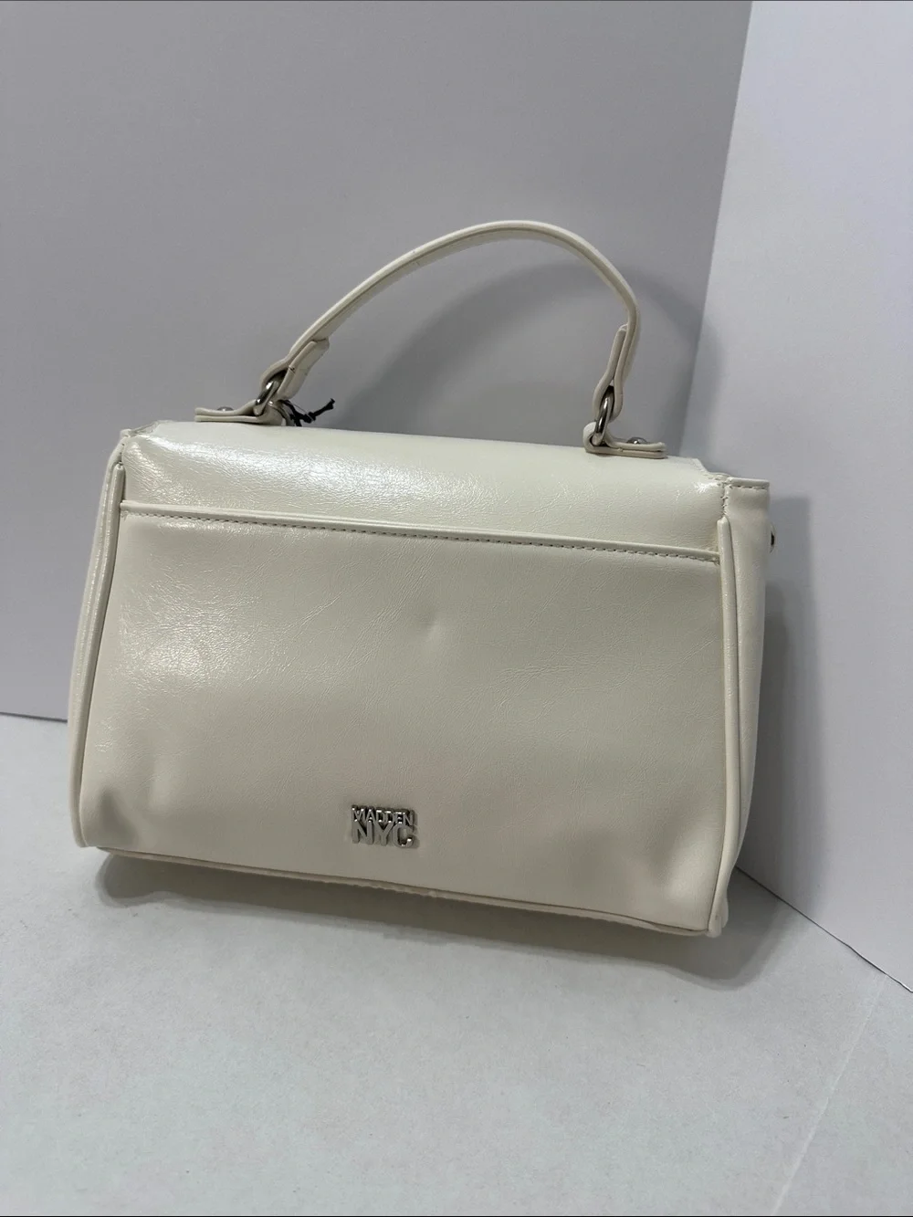Madden NYC Cream Top-Handle Satchel with Colorful Charm